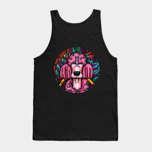 Fluffy pink poodle portrait with bright colors Tank Top